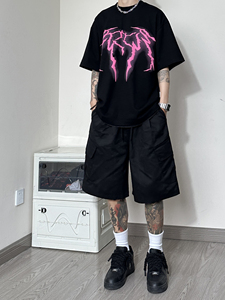 K110*P48 直播款~夏高街美式复古vibe日系工装直筒宽松短裤潮男图片