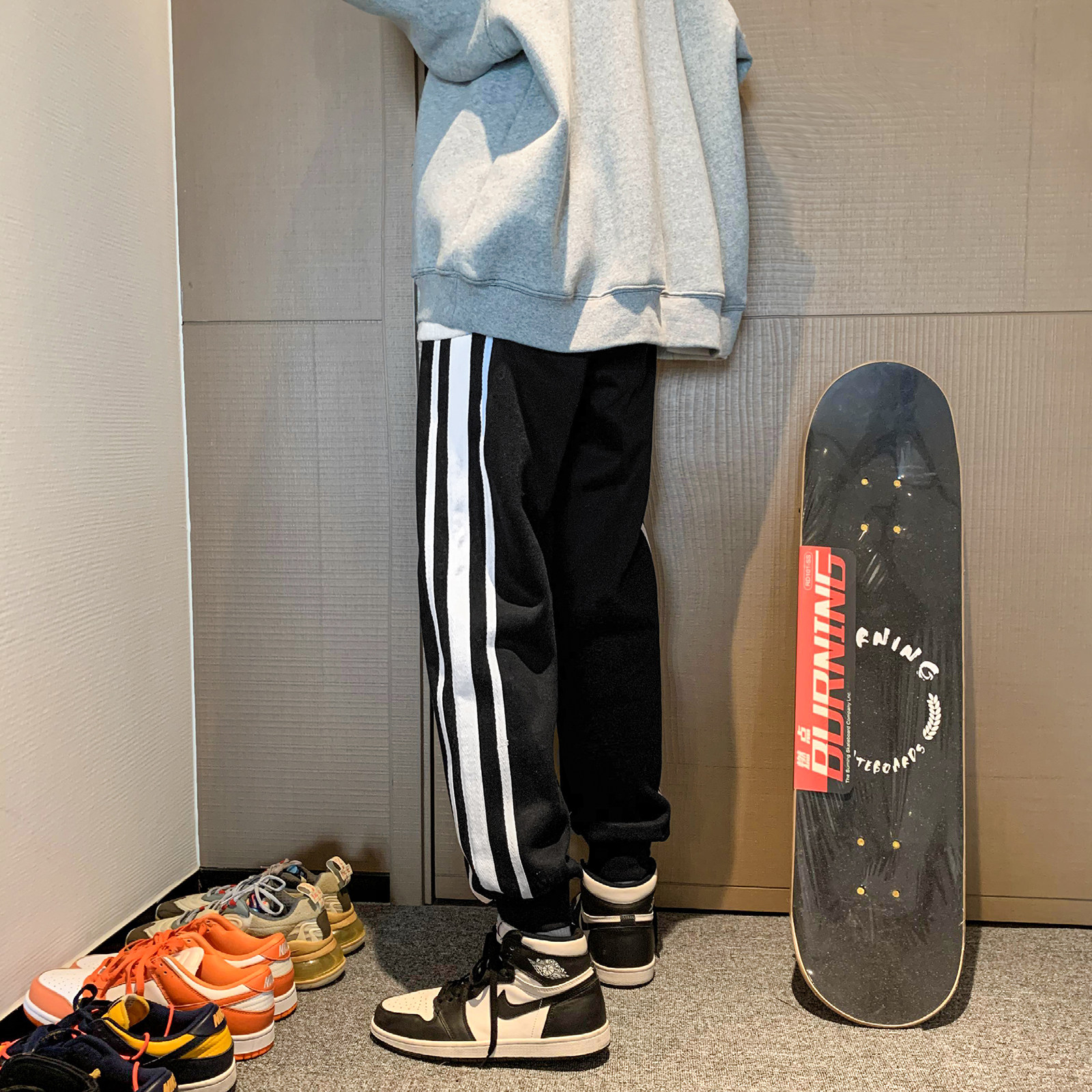 K29*P50特冬加绒加厚运动3杠撞色卫裤青少年潮休闲长裤男,男装休闲裤,电商A007-3