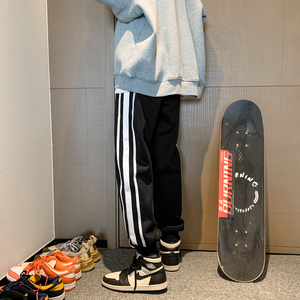 K29*P50特 冬加绒加厚运动3杠撞色卫裤青少年潮休闲长裤男图片