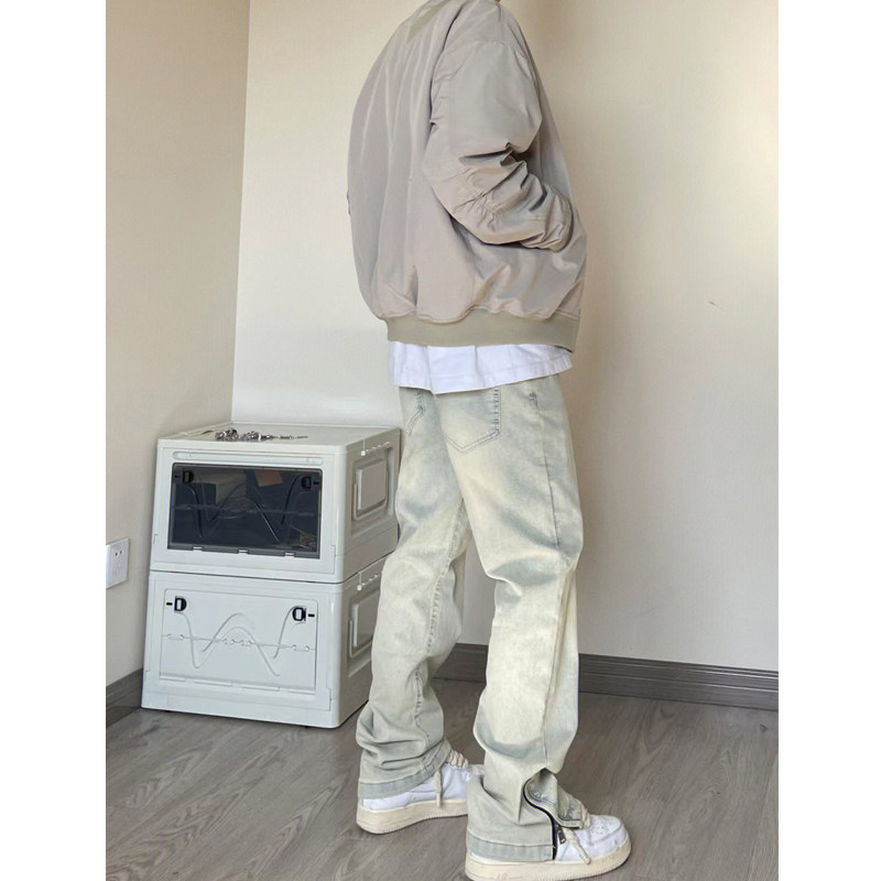 OK01*P58~控78~水洗做旧黄泥染牛仔裤男美式复古hiphop高街,男装牛仔裤,电商A007-3