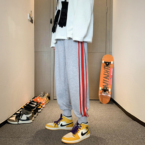 K29*P50特冬加绒加厚运动3杠撞色卫裤青少年潮休闲长裤男