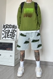 WH90*P55高街美式复古穿搭植绒刺绣直筒宽松牛仔裤五分短裤男潮，男装牛仔裤，电商A007-3