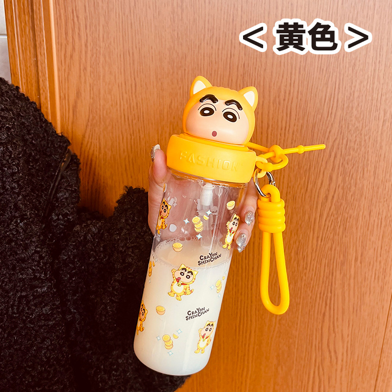 【正版蜡笔小新】新款夏季卡通水杯高颜值公仔塑料杯便携直饮杯