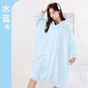 浴袍可穿浴巾女家用吸水柔软速干浴裙洗澡睡袍睡衣连帽 洗澡后穿