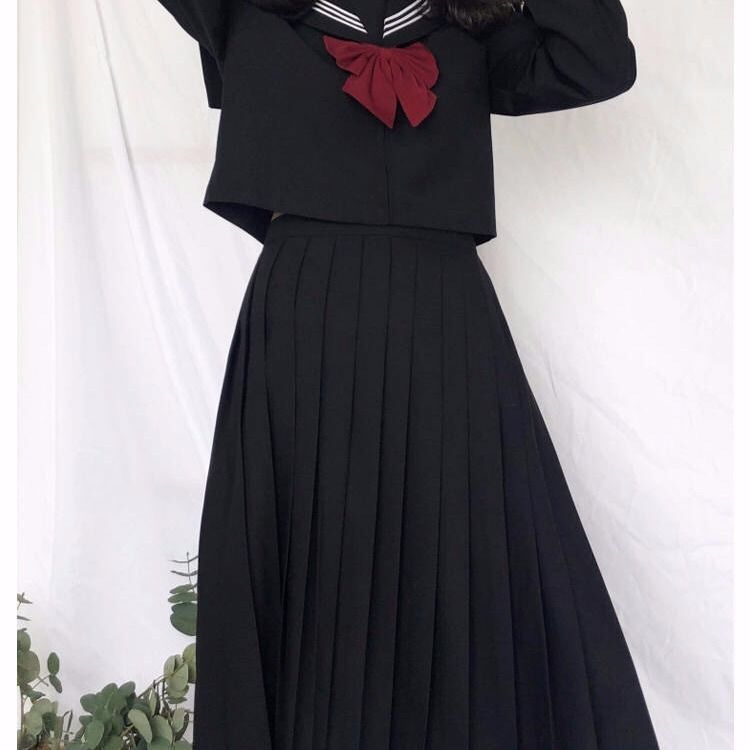 空栗鼠丸原创jk黑三本基础款JK制服正版不良长裙正统日本水手服学