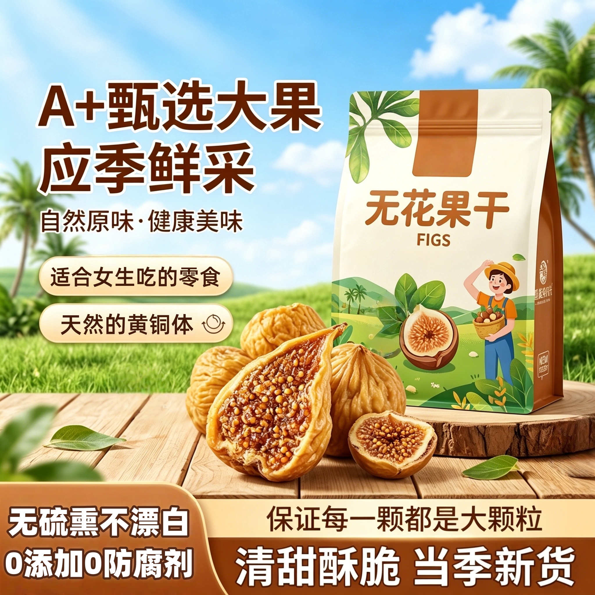 央妈推荐三蒸三晒无花果干特级大果黄体酮无糖无添加新疆正宗500g