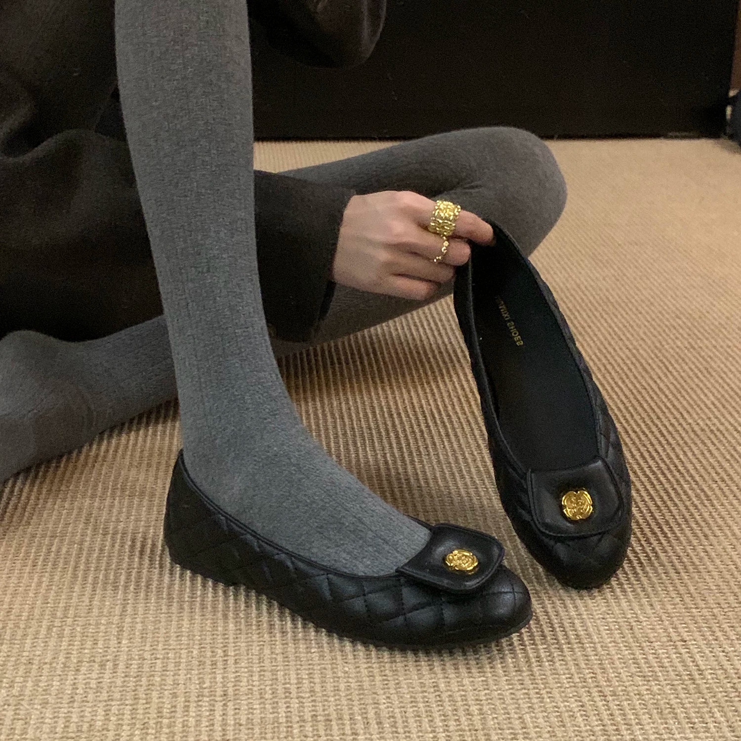 小个子法式小香风黑色芭蕾单鞋