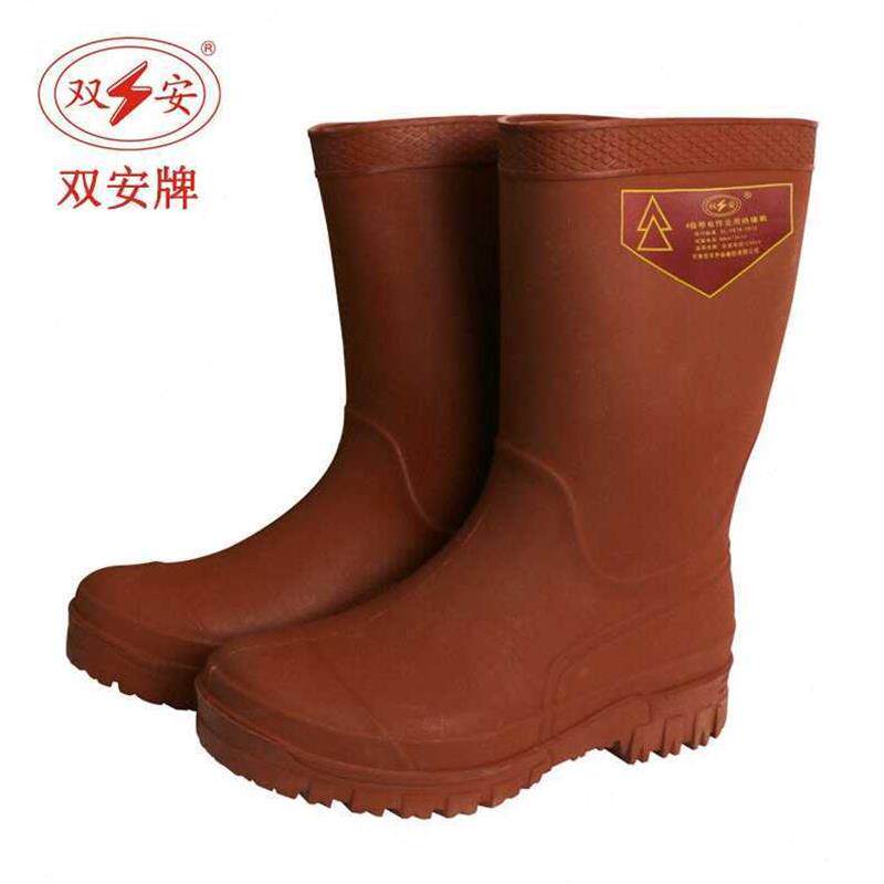双安4级带电作业用绝缘靴耐压35KV长筒橡胶靴38码棕色可定制