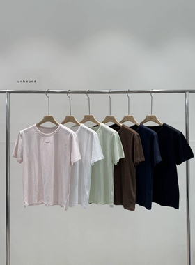 niu家同款unbound韩国东大门25ss彩色显瘦薄款字母小标短袖T恤女