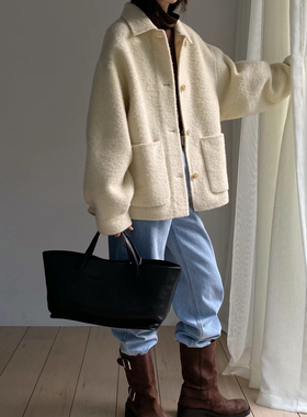 现货韩国东大门much more 2025冬款苏丽羊驼绒休闲小个子大衣外套