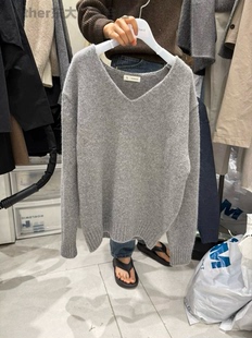 wood sage韩国东大门2025秋季新款时尚百搭宽松休闲V领针织毛衣