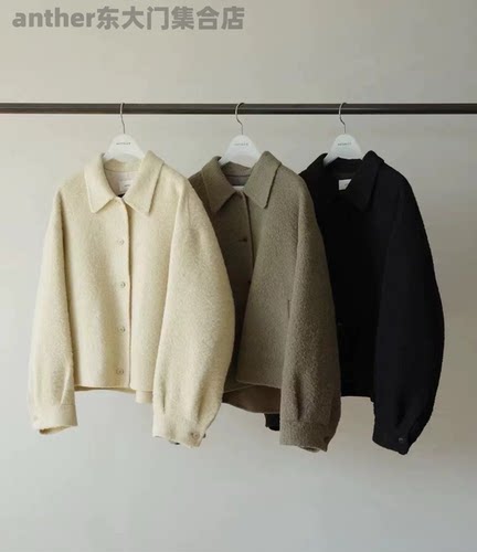 现amygrace韩国东大门2025冬季时尚百搭宽松休闲翻领羊驼毛短大衣