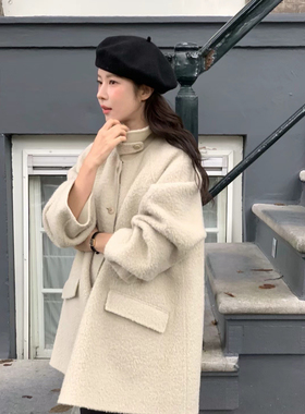 现货vergamot女2025秋冬气质娃娃版小个子羊驼毛双面手工大衣外套