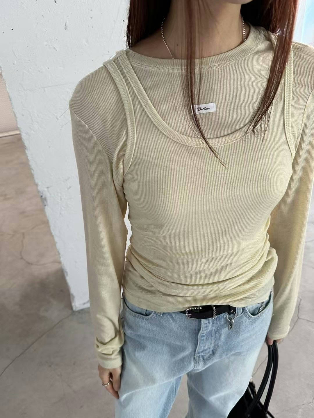 现包邮better韩国东大门 2025春女装简约百搭休闲字母T恤两件套