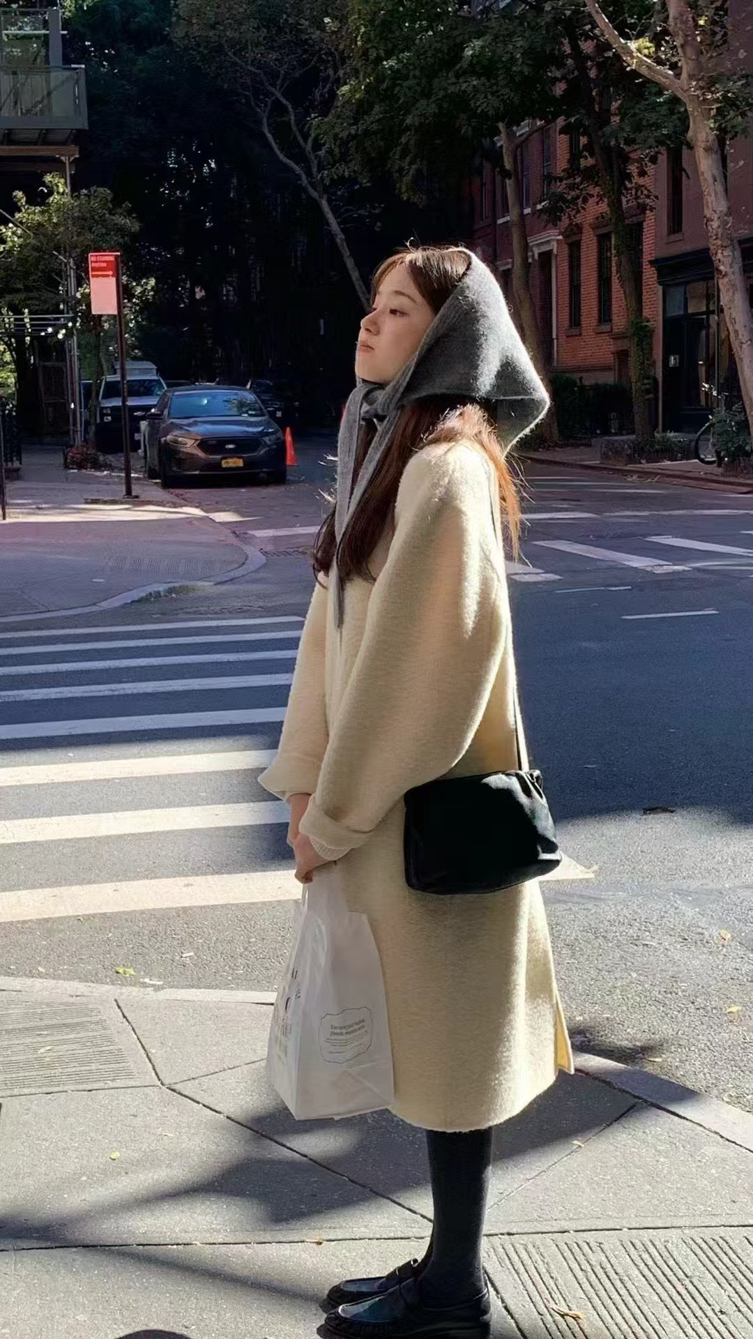 现货韩国东大门ounce2024秋冬苏丽羊驼绒女气质翻领系带羊毛大衣