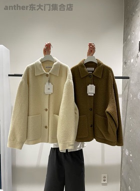 much more韩国东大门2025秋冬苏丽羊驼绒宽松休闲翻领长袖外套