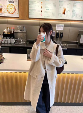 现货2024秋冬woodsage新款气质翻领中长羊毛大衣外套