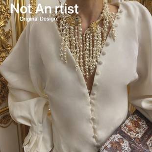 vintage复刻现代复重工手工编织狮子头尾浮雕珍珠鬃毛项圈项链