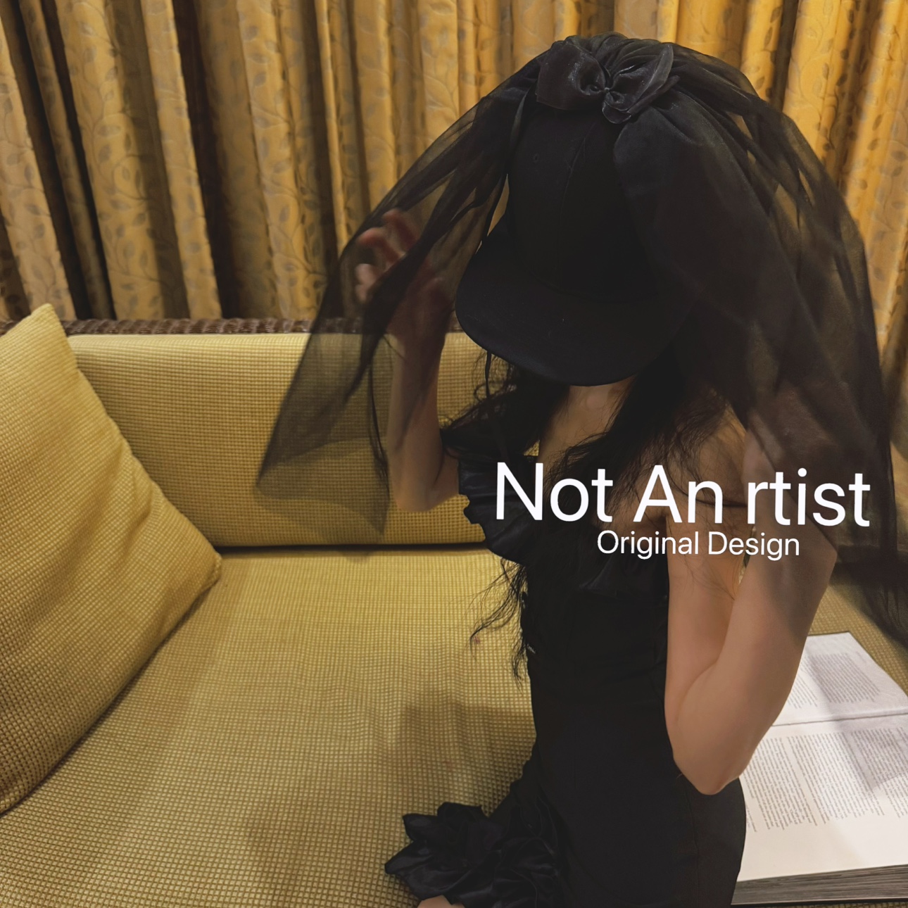 个性派对时尚造型黑色蝴蝶结网纱棒球帽轻盈飘逸欧根纱酷飒高氛围