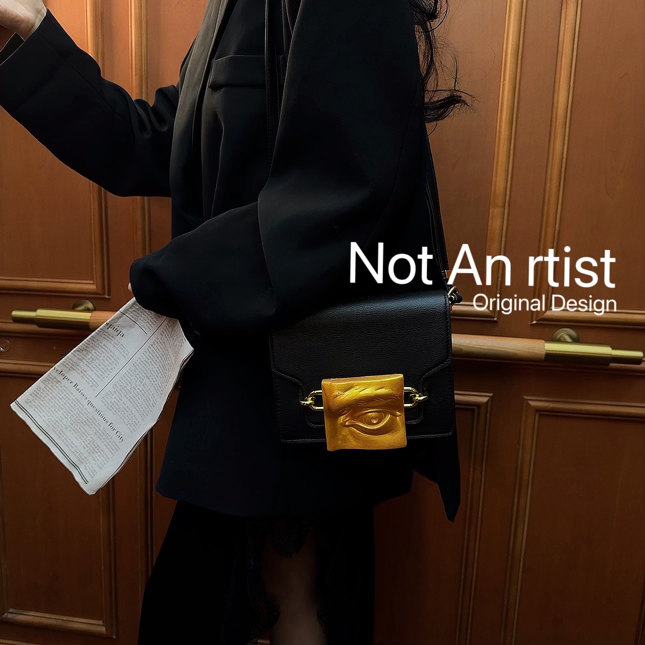 艺术家古董感立体眼睛浮雕vintage复古经典方包个性斜挎单肩包