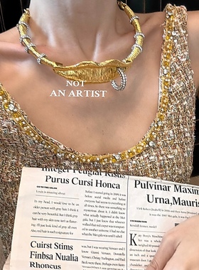 走秀款小众设计高级感重工嘴唇清晰纹理轻奢时髦水钻项链女锁骨链