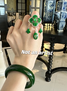 珠宝美学复古釉彩珐琅梅花戒指