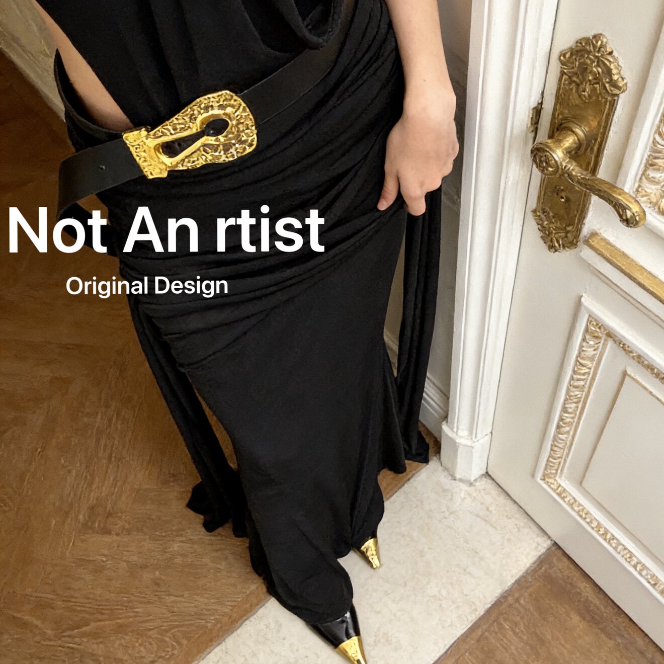 海外订单原创vintage复刻小众设计金色标志性钥匙孔扣饰腰带皮带