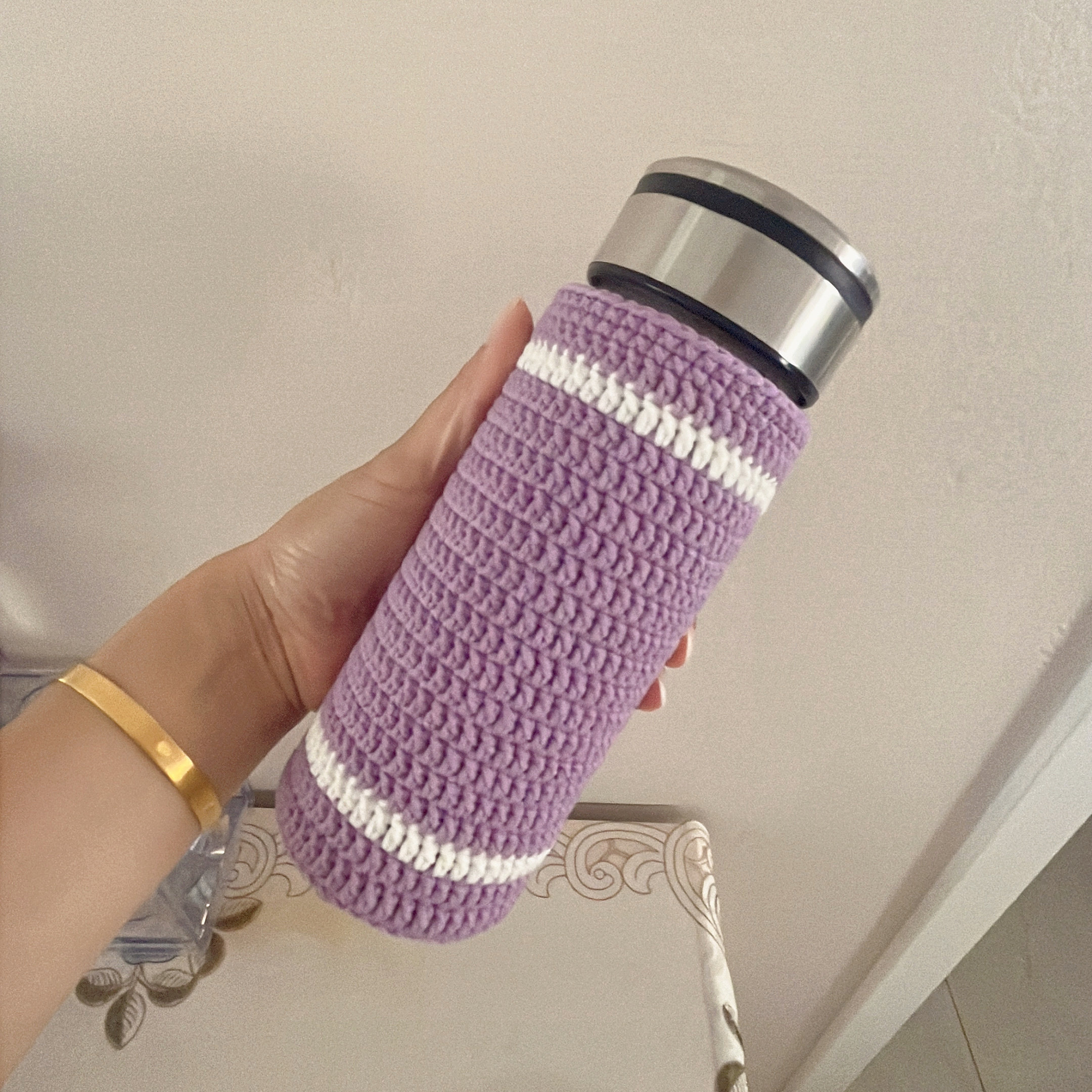 【成品】纯手工编织毛线 保温杯套玻璃杯套 隔热 防滑防烫保护套
