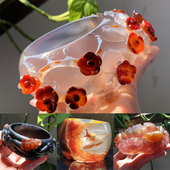 玛瑙直播间高货精品雕刻手镯藤镯重工粉色雕刻创意手镯 玛瑙印象