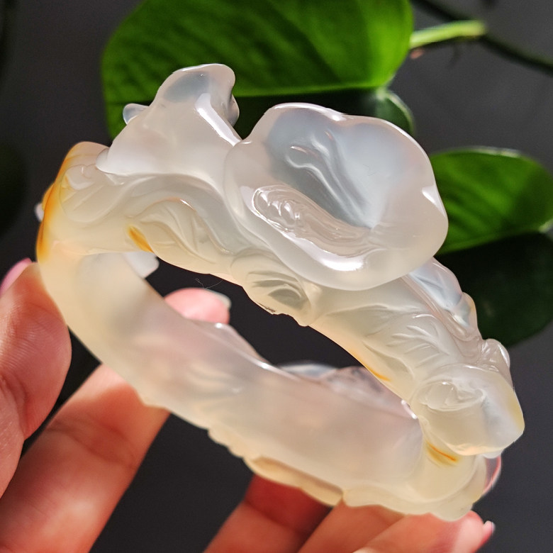 玛瑙印象 夕颜花 纯天然江料北手镯