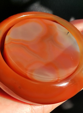 玛瑙印象 纯天然巴西老料满肉玛瑙手镯 实肉橘红 高档贵气显白60