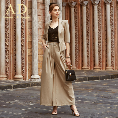 ad英伦风复古名媛阔腿裤西装套装