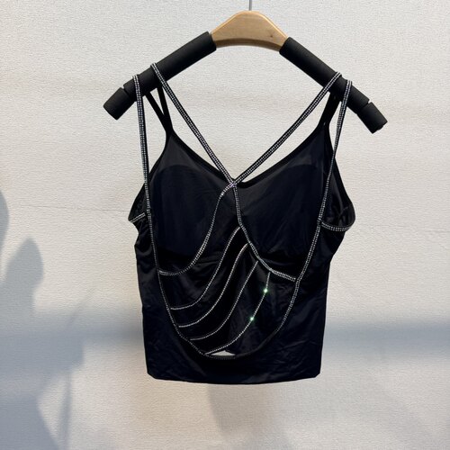 性感辣妹冰丝吊带美背自带胸垫外穿舒适时尚夏季穿搭背心万丽姿