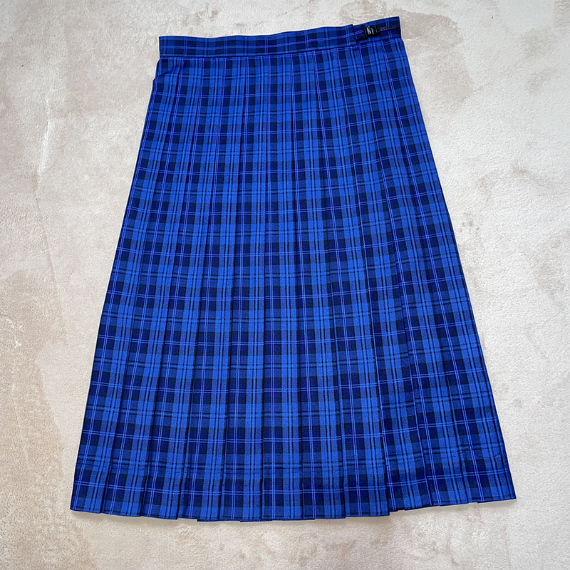 中裙百褶裙学院风小A蓝色半身裙