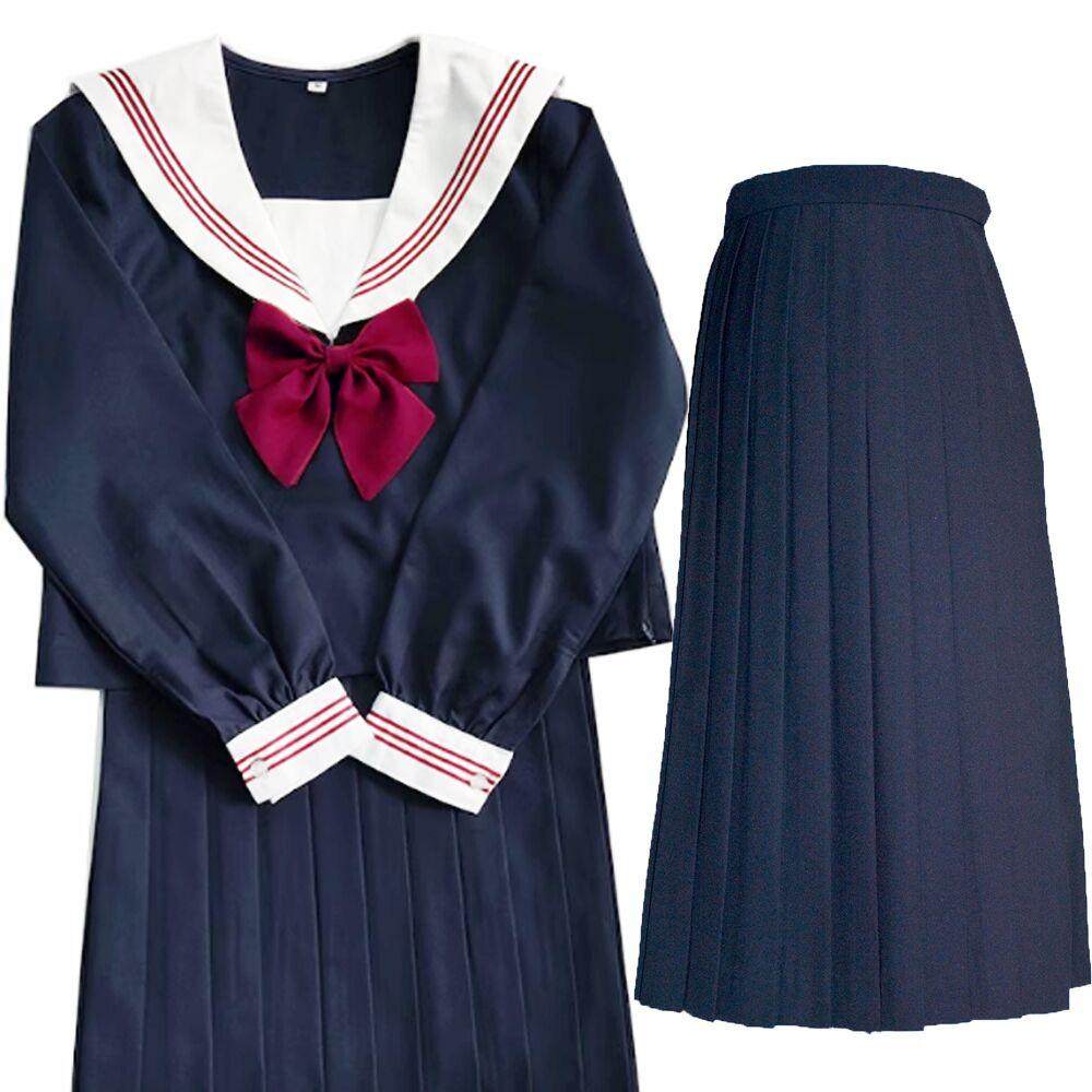 学院风jk制服套装学生校服水手服长袖基础款绀蓝长裙半身裙日系装