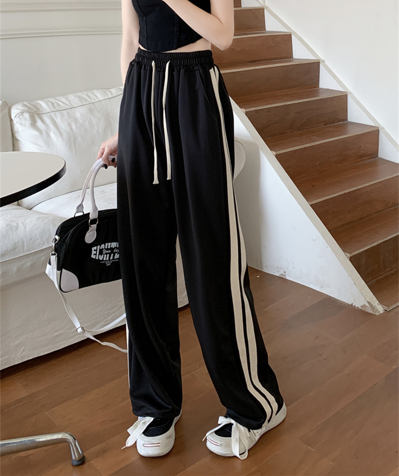 韩版潮流宽松休闲直筒运动裤女夏