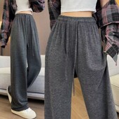 宽松休闲直筒裤 软糯阔腿裤 子女春夏高腰显瘦小个子窄款 垂感糯米裤