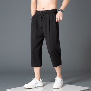潮青年宽松小脚百搭卫裤 哈伦裤 夏天休闲运动短裤 男棉料薄款 七分裤