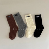 男女童袜子秋冬棉儿童min系中筒袜秋季 25洋气男女孩韩版 布标棉袜