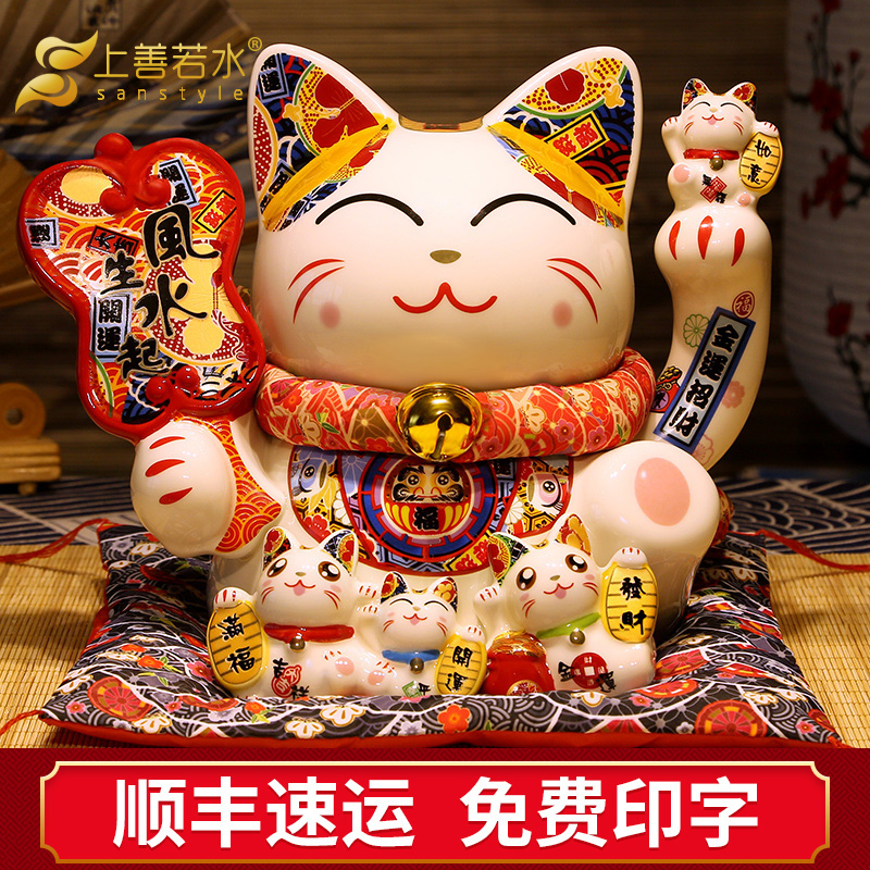 Ưu điểm là như Lucky Cat Trang chủ trang trí cửa hàng thủ quỹ mở ngân hàng con heo đất gốm mới để tiết kiệm tiền 0504