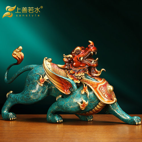 威武貔貅铜摆件招财桌面工艺品