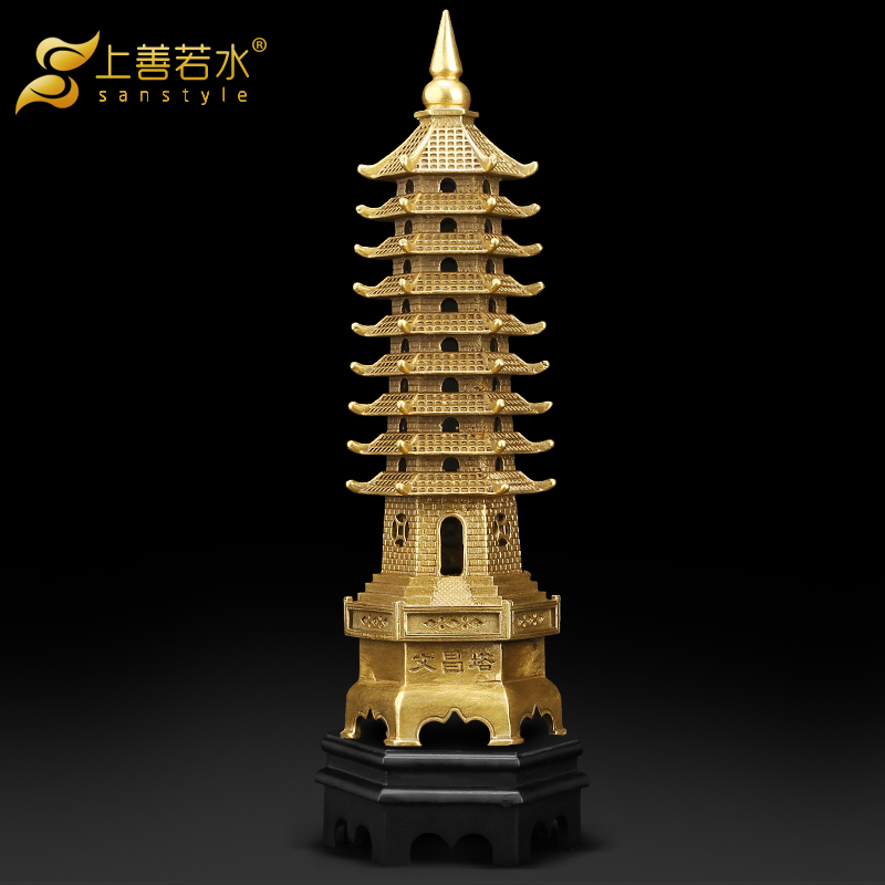 上善若水 文昌塔13层九层塔摆件 全铜文昌塔家居办公桌工艺品0144 Изображение 1 上善若水 文昌塔13层九层塔摆件 全铜文昌塔家居办公桌工艺品0144 Изображение 1