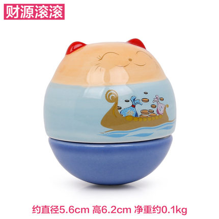 上善若水 不倒翁招财猫摆件桌面装饰品摆设开运旺财创意摆件 0281