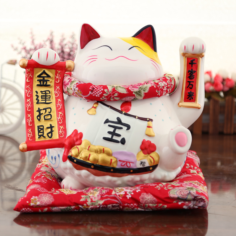 上善若水 超大号陶瓷招财猫储钱罐 店铺开业礼品发财猫摆件0193