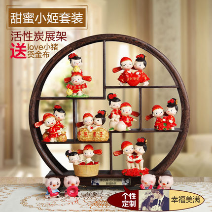 上善若水创意结婚礼物摆件 实用高档博古架婚庆摆设家居饰品0049