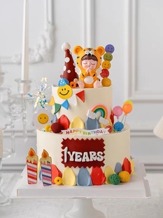 可爱虎祈祷虎老虎生日蛋糕装饰摆件满月百天周岁生日宴会甜品插件