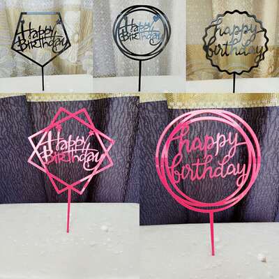 方形英文黑色蛋糕插牌