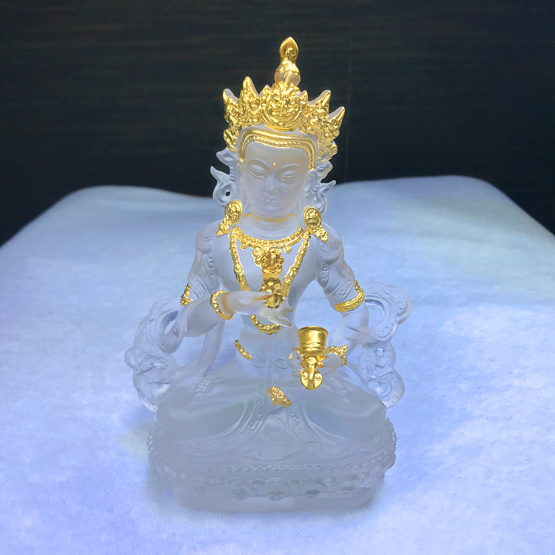 西藏工艺琉璃5寸14cm藏传鎏金金刚萨埵佛像金刚萨多家用供奉摆件