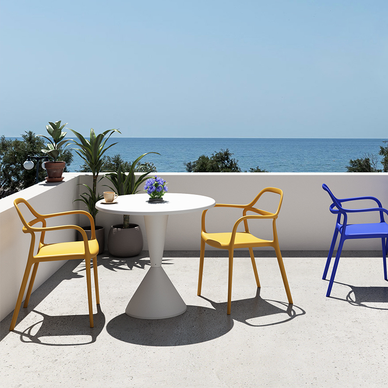 森川家具户外塑料椅子加厚奶茶店室外咖啡庭院露台阳台茶桌椅组合