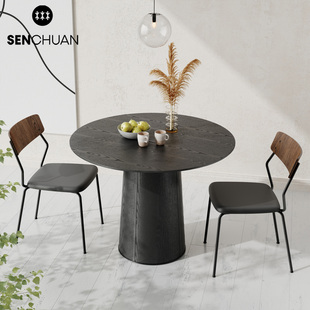森川家具郁金香圆形家用桌商用餐饮食堂餐桌办公会议接待洽谈方桌